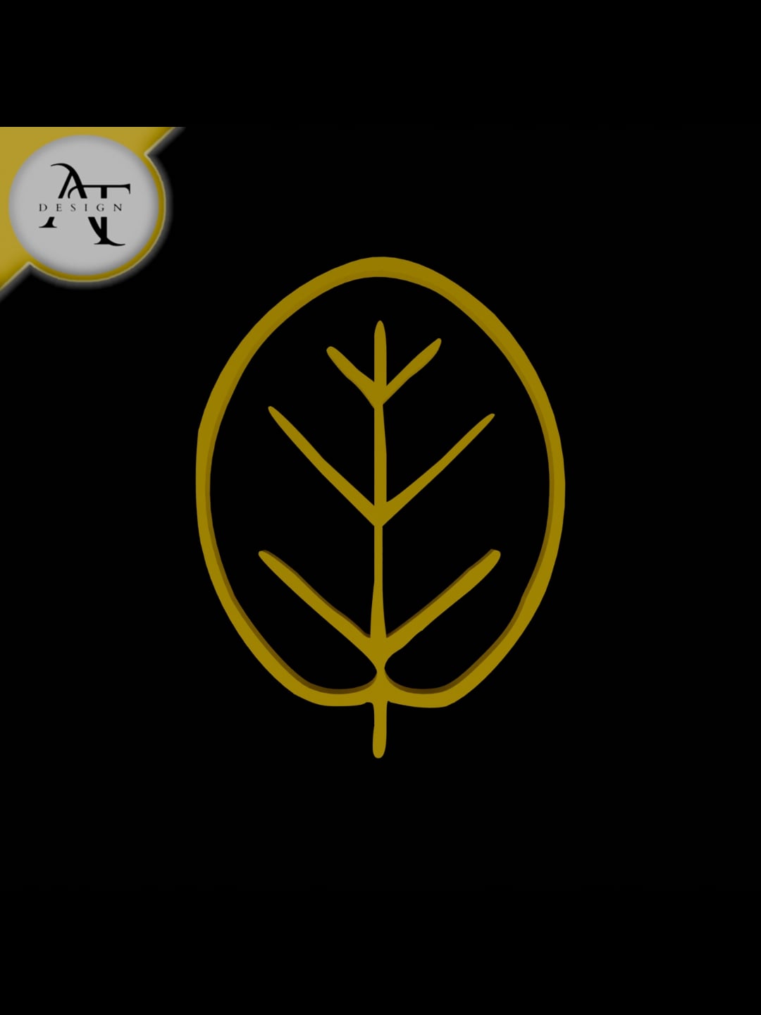 Simple Leaf Symbol - 2D Art 3d model