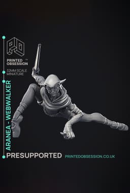 Aranea Webwalker - Drow Theif - PRESUPPORTED - Illustrated and Stats - 32mm scale 3d model