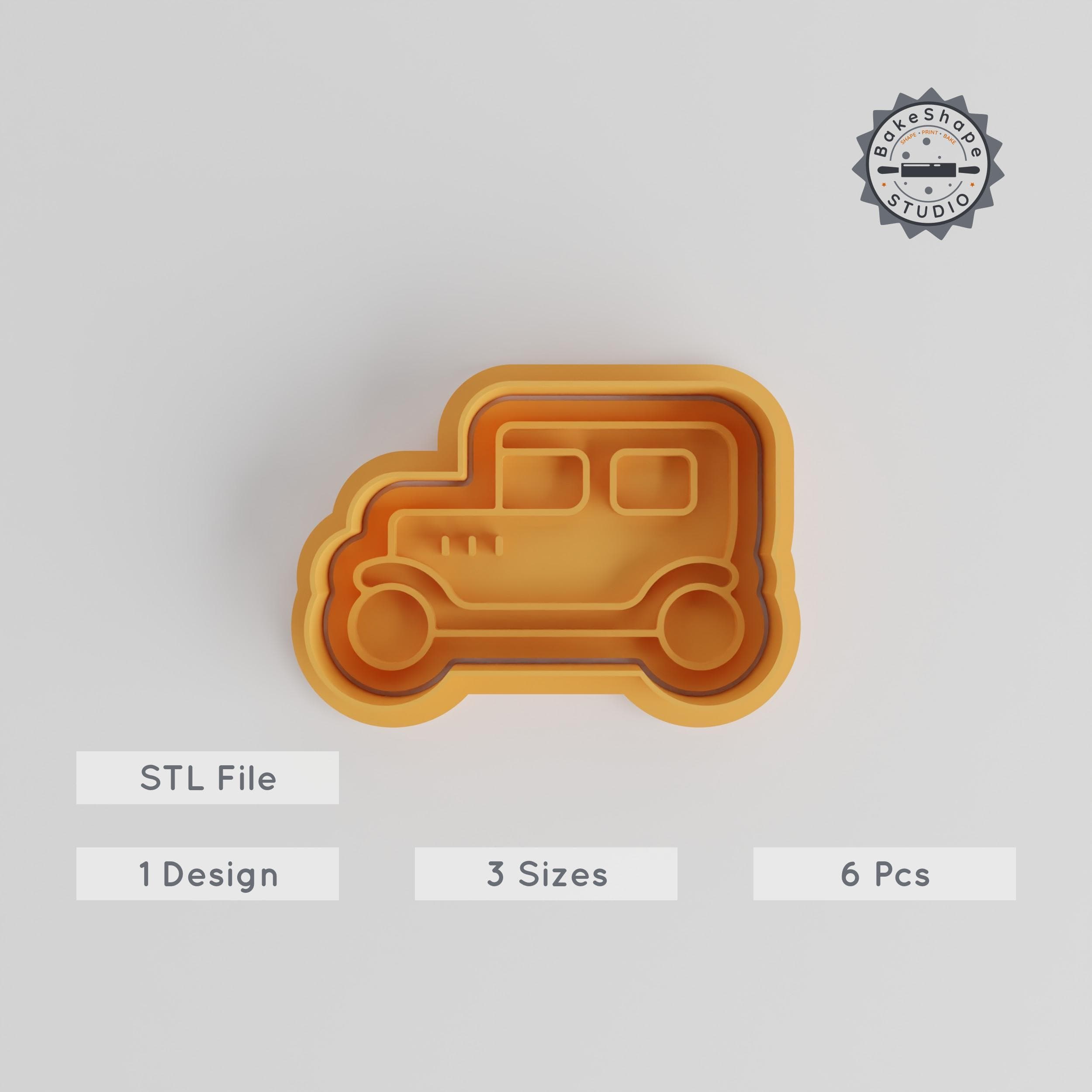 Vintage Car Cookie Cutter & Stamp Set, Perfect for Fondant, 1920 Car Shape, Includes 6 Pieces, Sizes S/M/L PRODUCT_3191 3d model