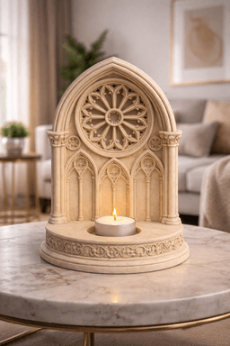 Gothic Cathedral Rose Window Tealight Holder STL – Medieval Church Candle Decor 3d model