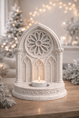 Gothic Cathedral Rose Window Tealight Holder STL – Medieval Church Candle Decor 3d model