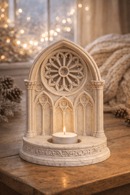 Gothic Cathedral Rose Window Tealight Holder STL – Medieval Church Candle Decor 3d model