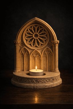 Gothic Cathedral Rose Window Tealight Holder STL – Medieval Church Candle Decor 3d model