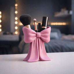 Ribbon Makeup Organizer | Elegant Bow Storage Holder | Vanity Cosmetic Brush Holder - Desk Decor 3d model