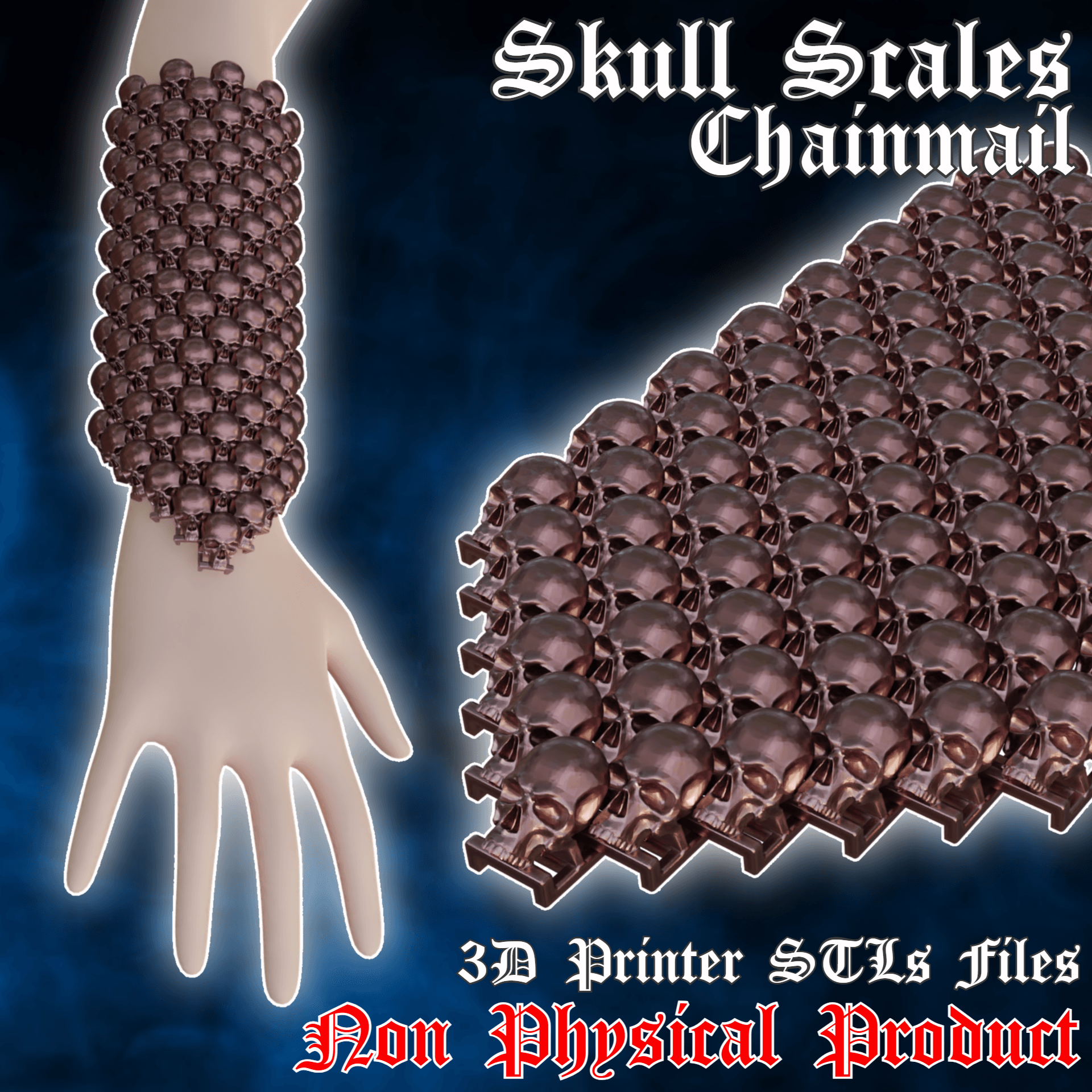 Fantasy Skull Scales Flexible Articulated Wearable Chainmail Fabric 3d model