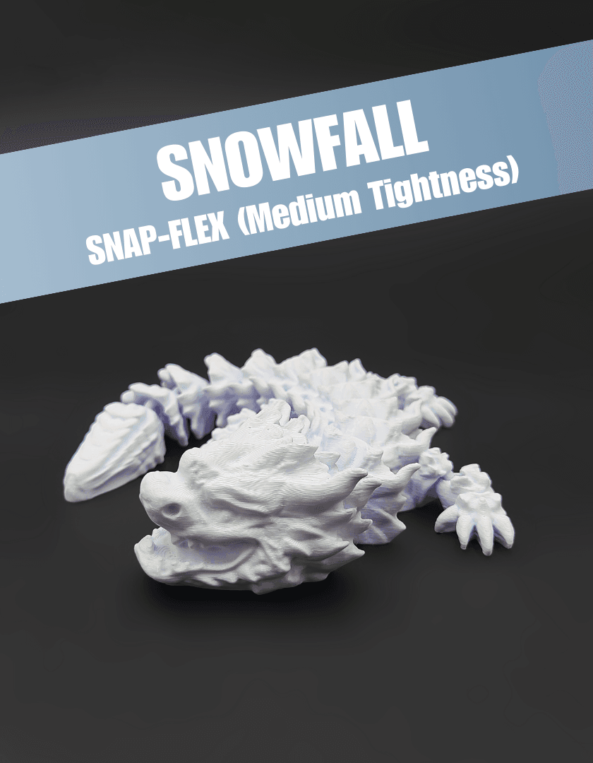 Snowfall, Winter Dragon Child - Articulated Dragon Snap-Flex Fidget (Medium Tightness Joints) 3d model