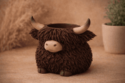 Highland Cow Planter – 3D Printable Cow Flower Pot | Adorable Animal Planter 3d model