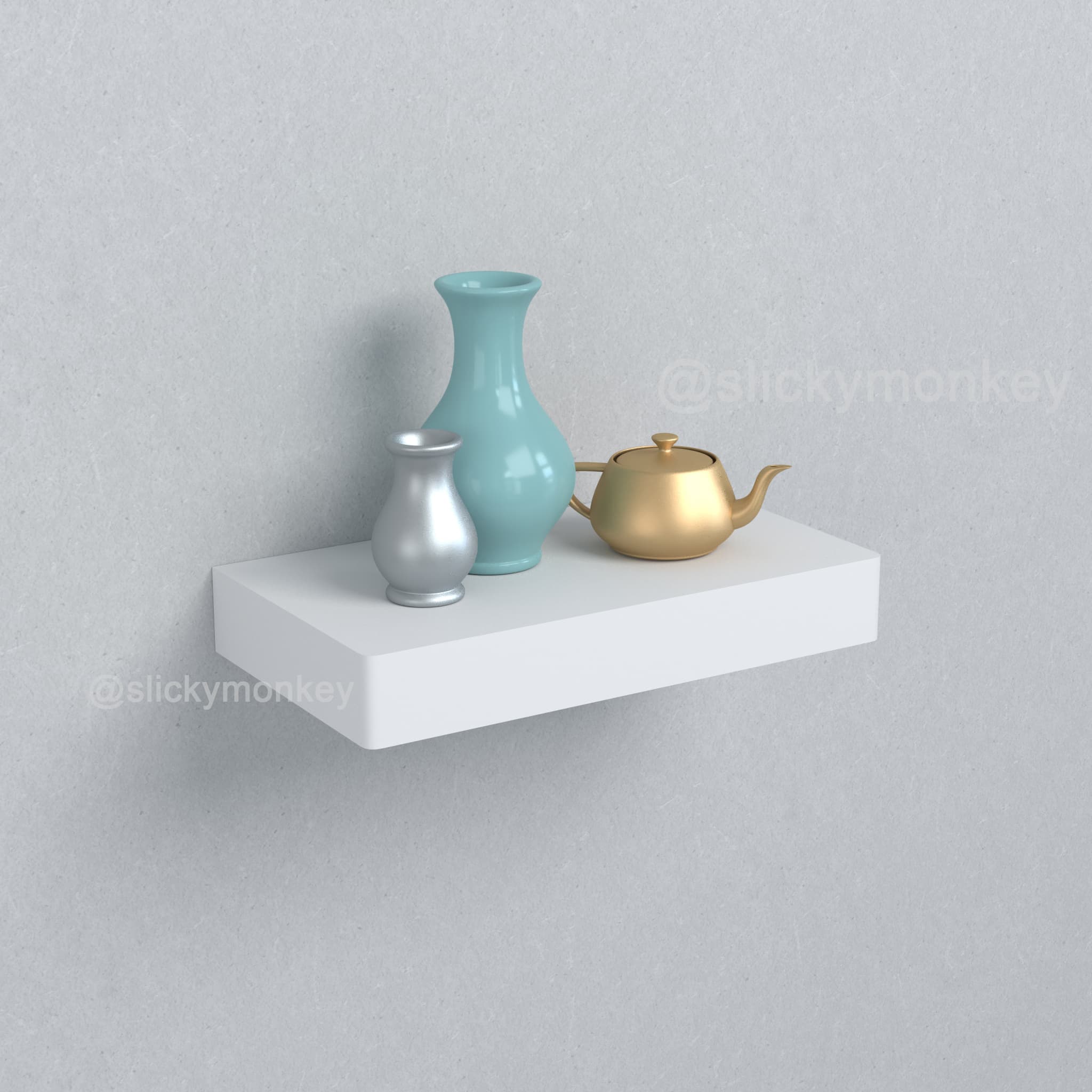 floating wall shelf with hidden compartment 3d model