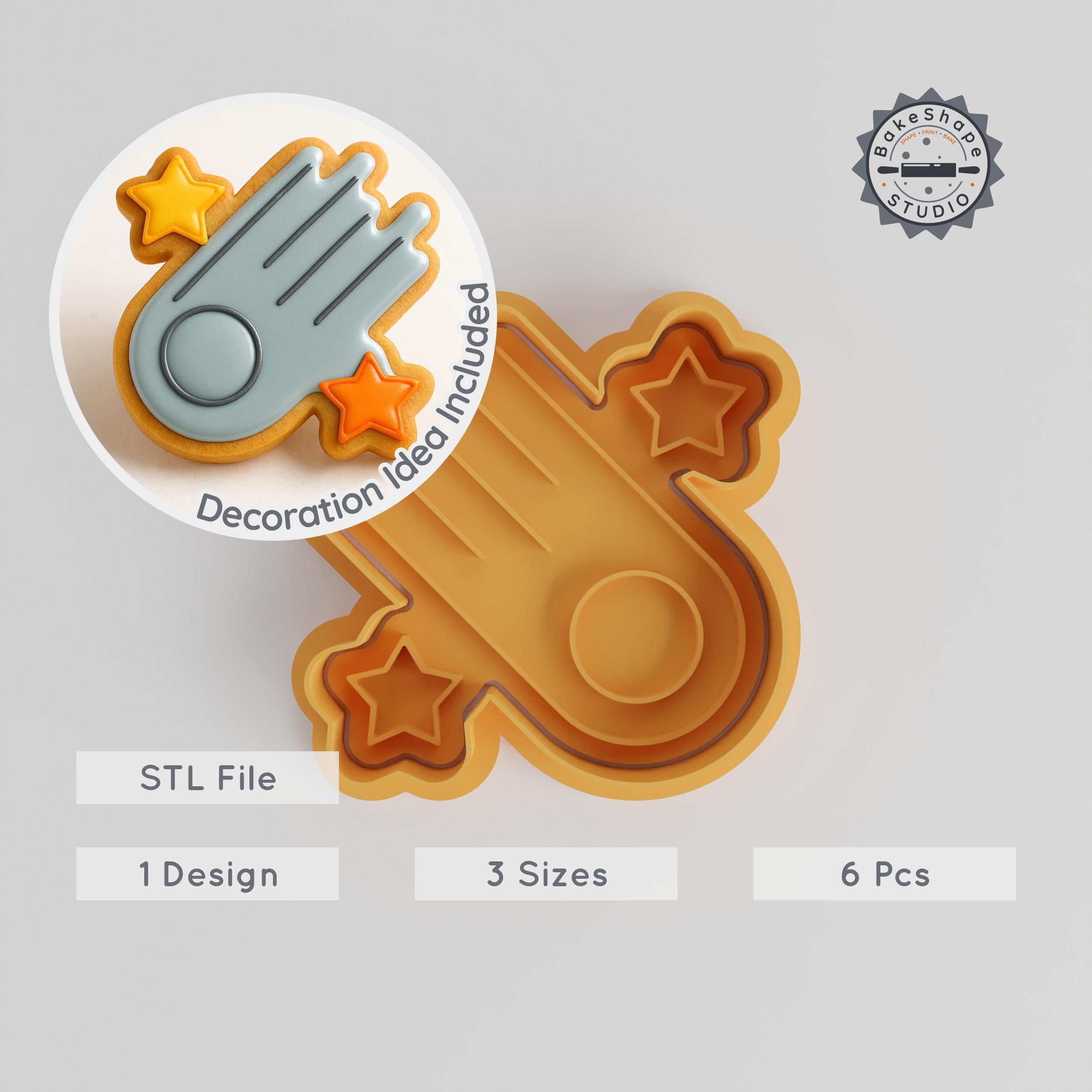 Asteroid Shape Cutter & Stamp Set, Cookie & Fondant Molds, Jurassic Prehistoric Design, 3 Sizes PRODUCT_85 3d model
