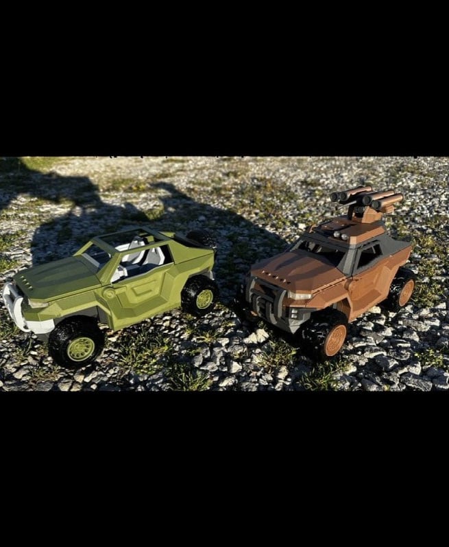 VSV (Variable Support Vehicle) mkII - Both prototypes out for a little sunset shot in my driveway. Brown prototype pictured with upgrade kits available on my Patreon page. - 3d model