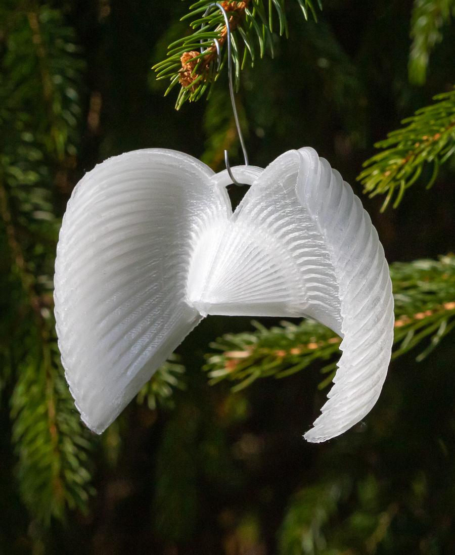 Angel's Wings Christmas Ornament  - Printed with MatterHackers Transparent - 3d model