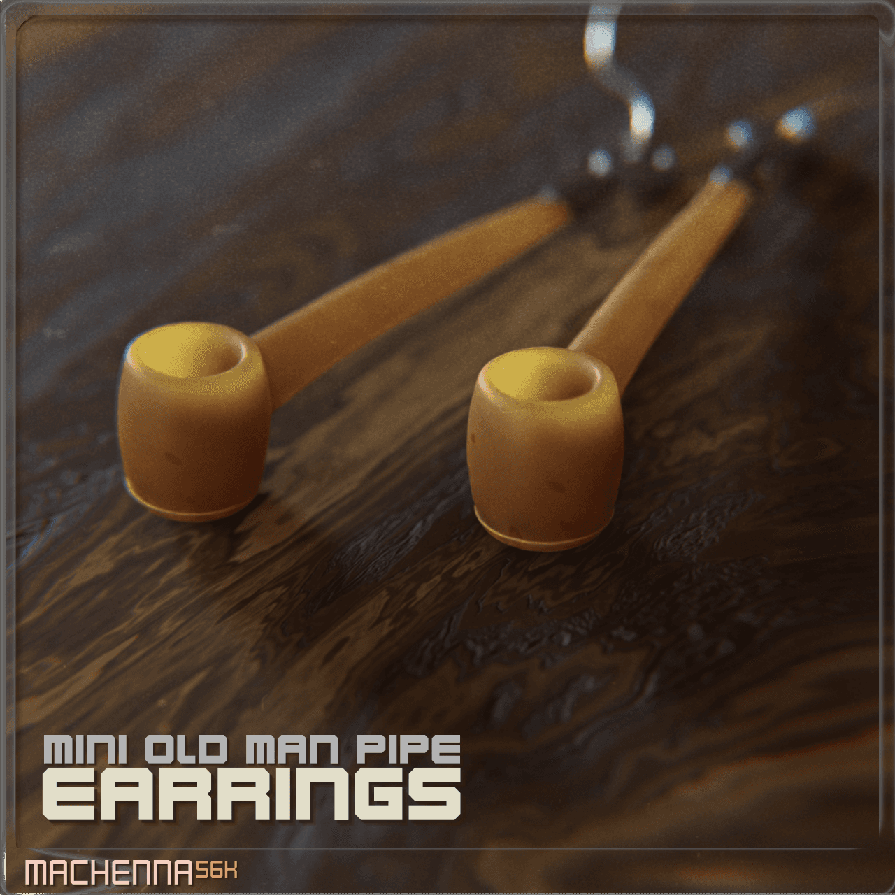 Mini Old Man Pipe Earrings 3d model