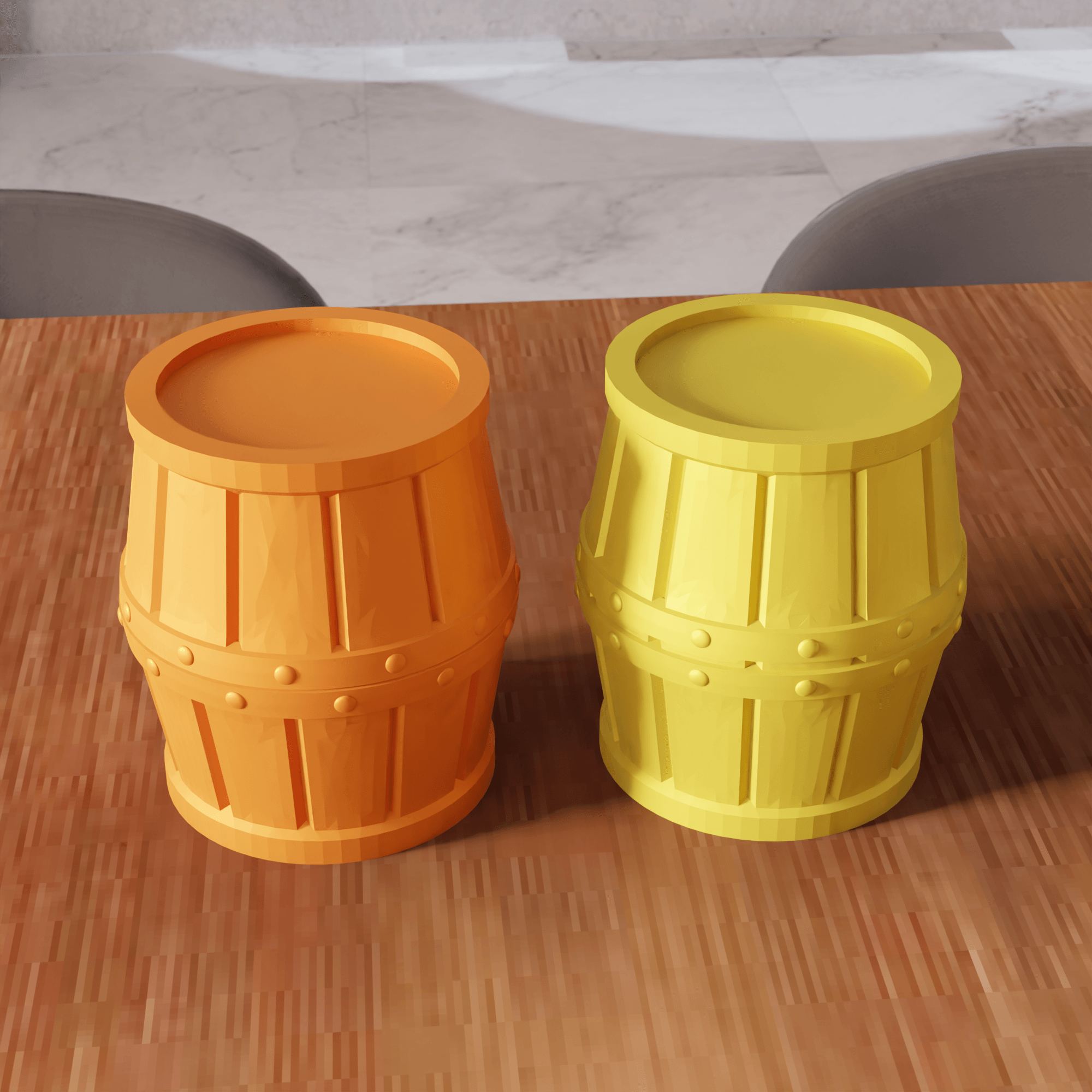 Wooden Barrel Storage Box Container 3d model