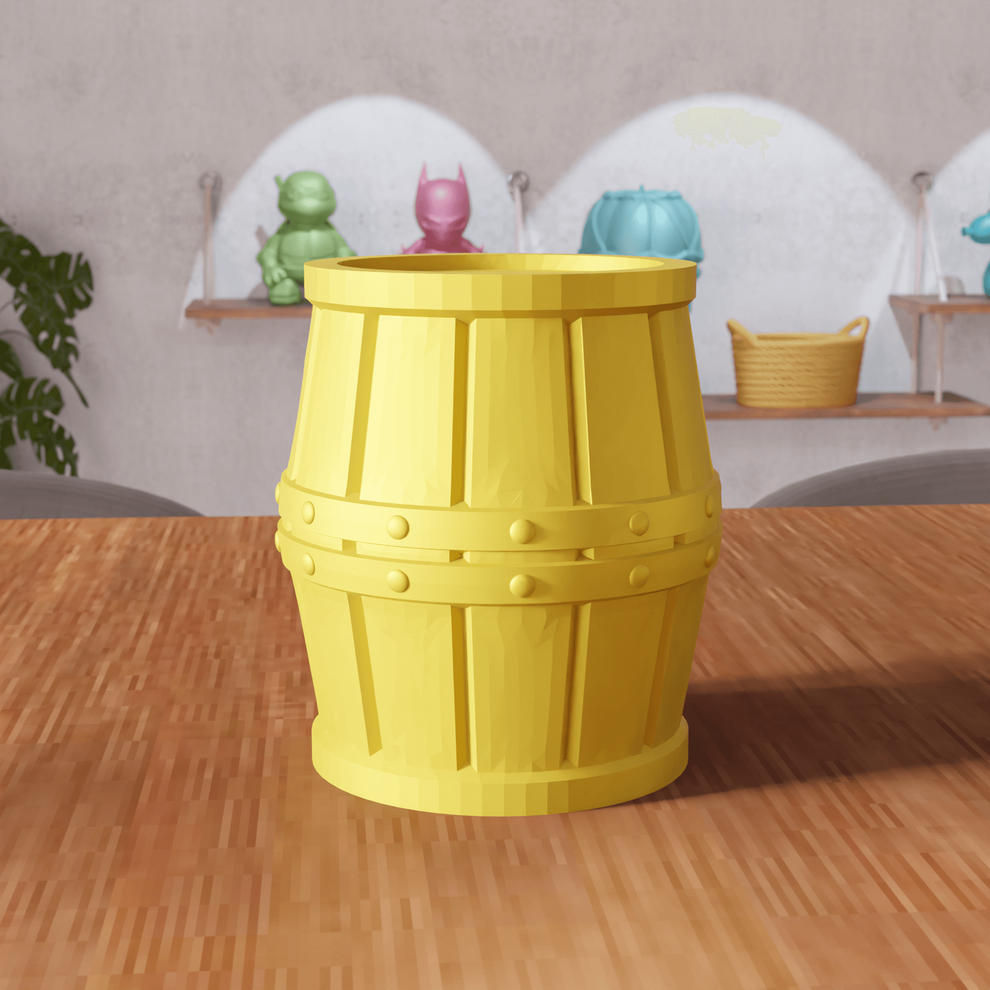 Wooden Barrel Storage Box Container 3d model
