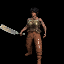 Muscular Warrior Female with a Short Sword v2.0 3d model