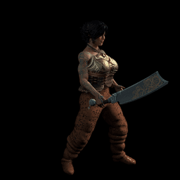 Muscular Warrior Female with a Short Sword v2.0 3d model