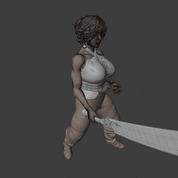 Muscular Warrior Female with a Short Sword v2.0 3d model