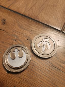 Star wars themed Print in Place fidget coins 3d model