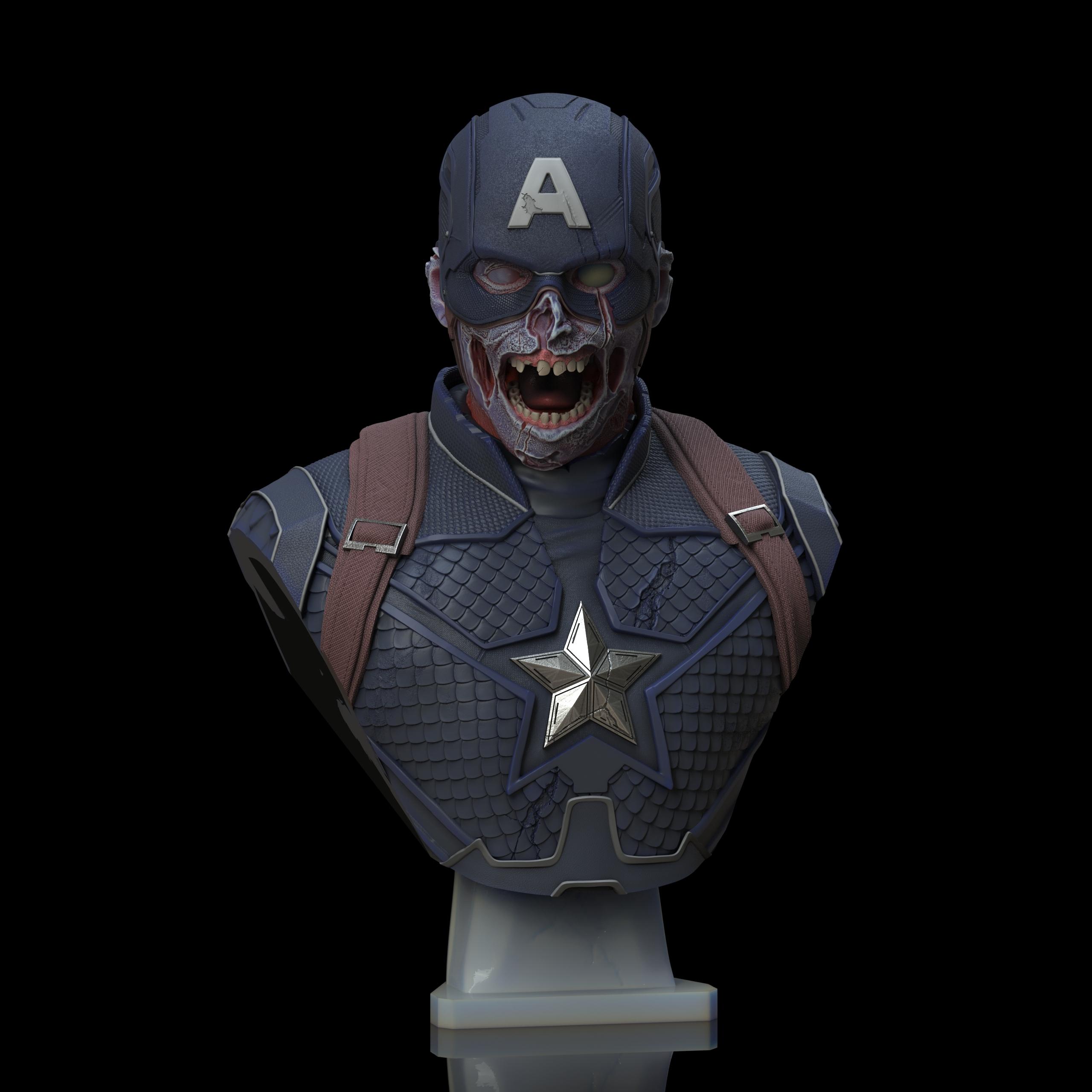 Zombie Captain America (Pre-Supported) 3d model