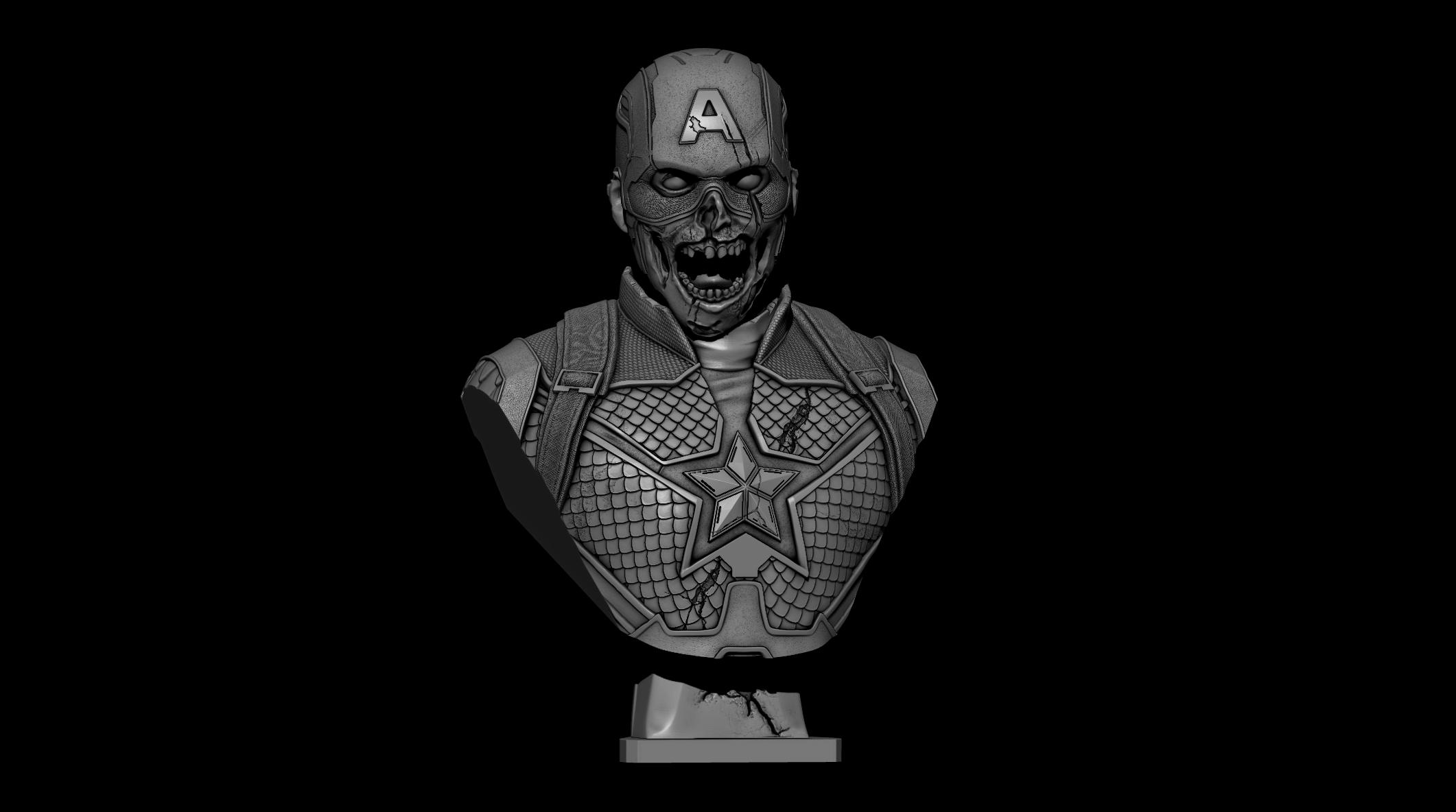 Zombie Captain America (Pre-Supported) 3d model