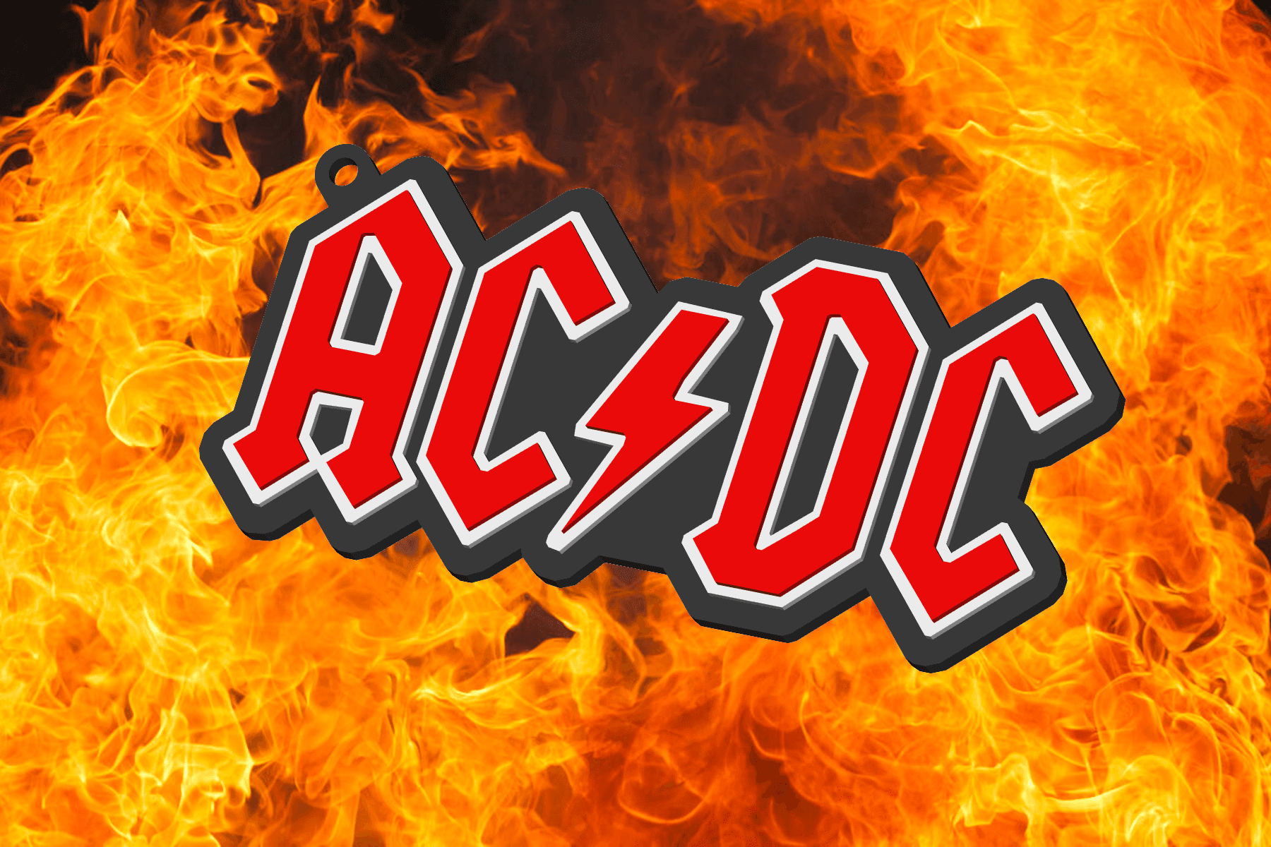 ACDC keychain, dogtag, earrings, logo 3d model