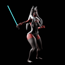 Red-Skinned Warrior with Glowing Blade v2 3d model