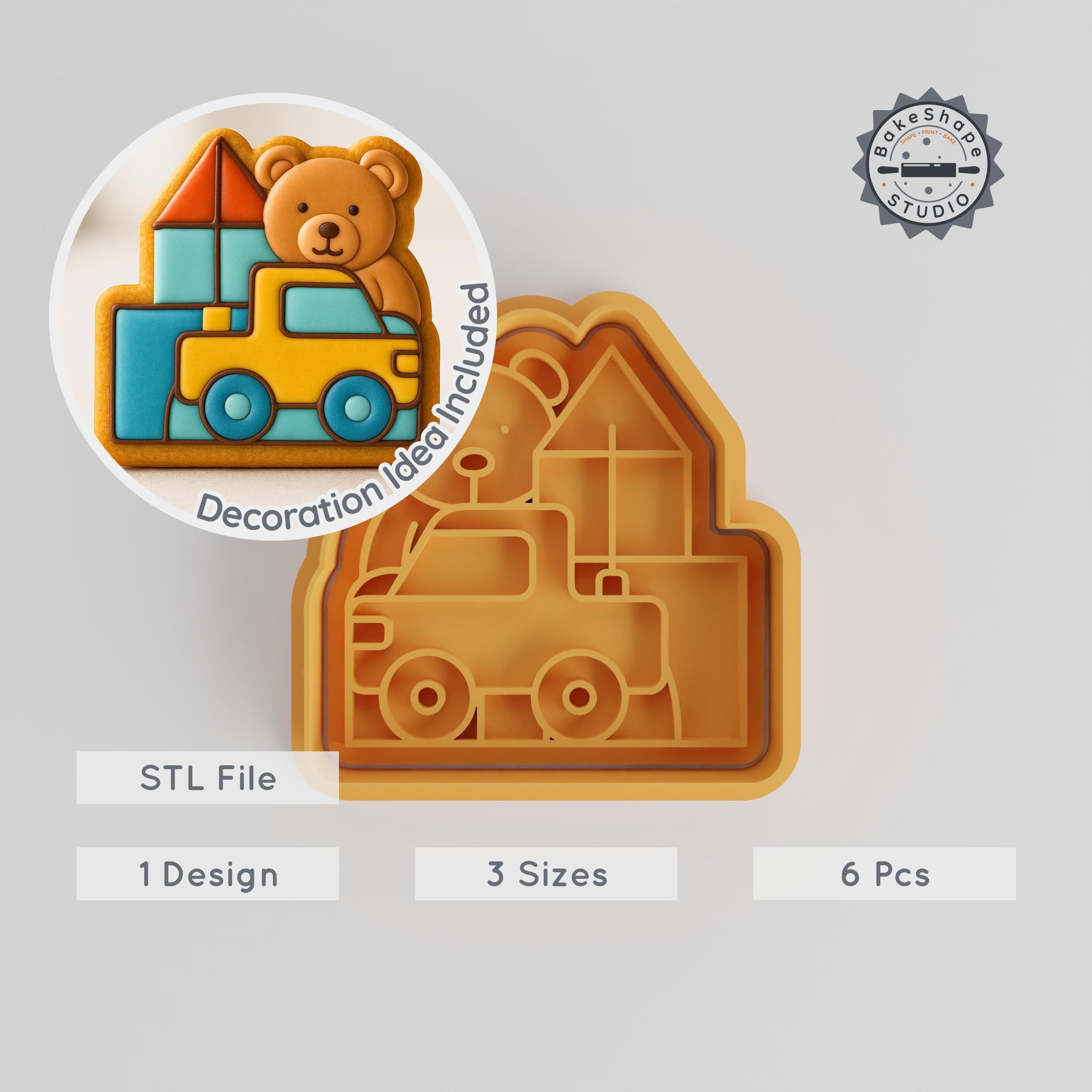 Shape Cutter & Stamp Set for Cookies & Fondant, 6-Piece Toy-Themed Design, S/M/L Sizes, Perfect for Playful Baking PRODUCT_2693 3d model