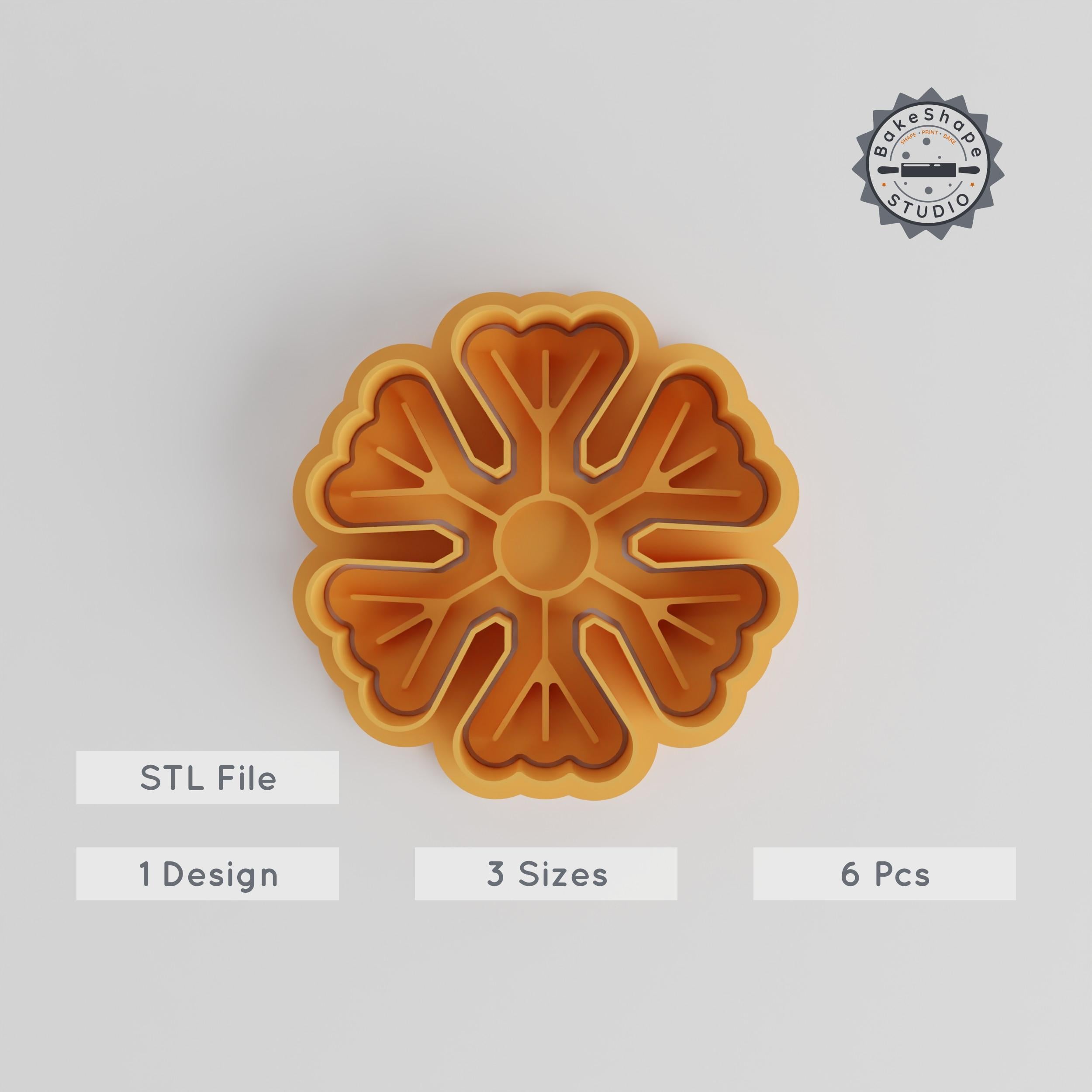 Snowflake Shape Cutter & Stamp Set, 6 Pieces, Perfect For Cookies & Fondant, Winter Crystal Designs, Christmas and Winter Theme PRODUCT_4955 3d model