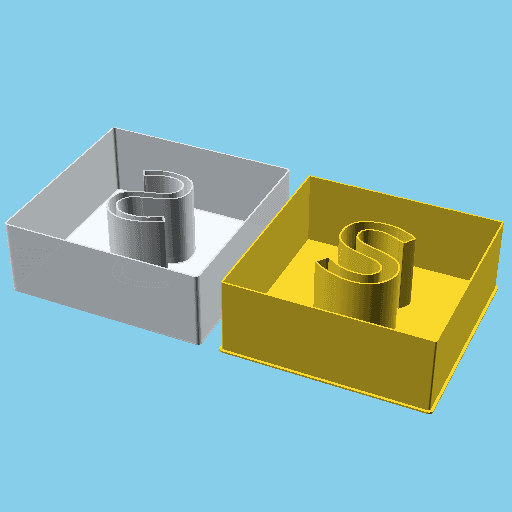 Square with an S, nestable box (v1) 3d model