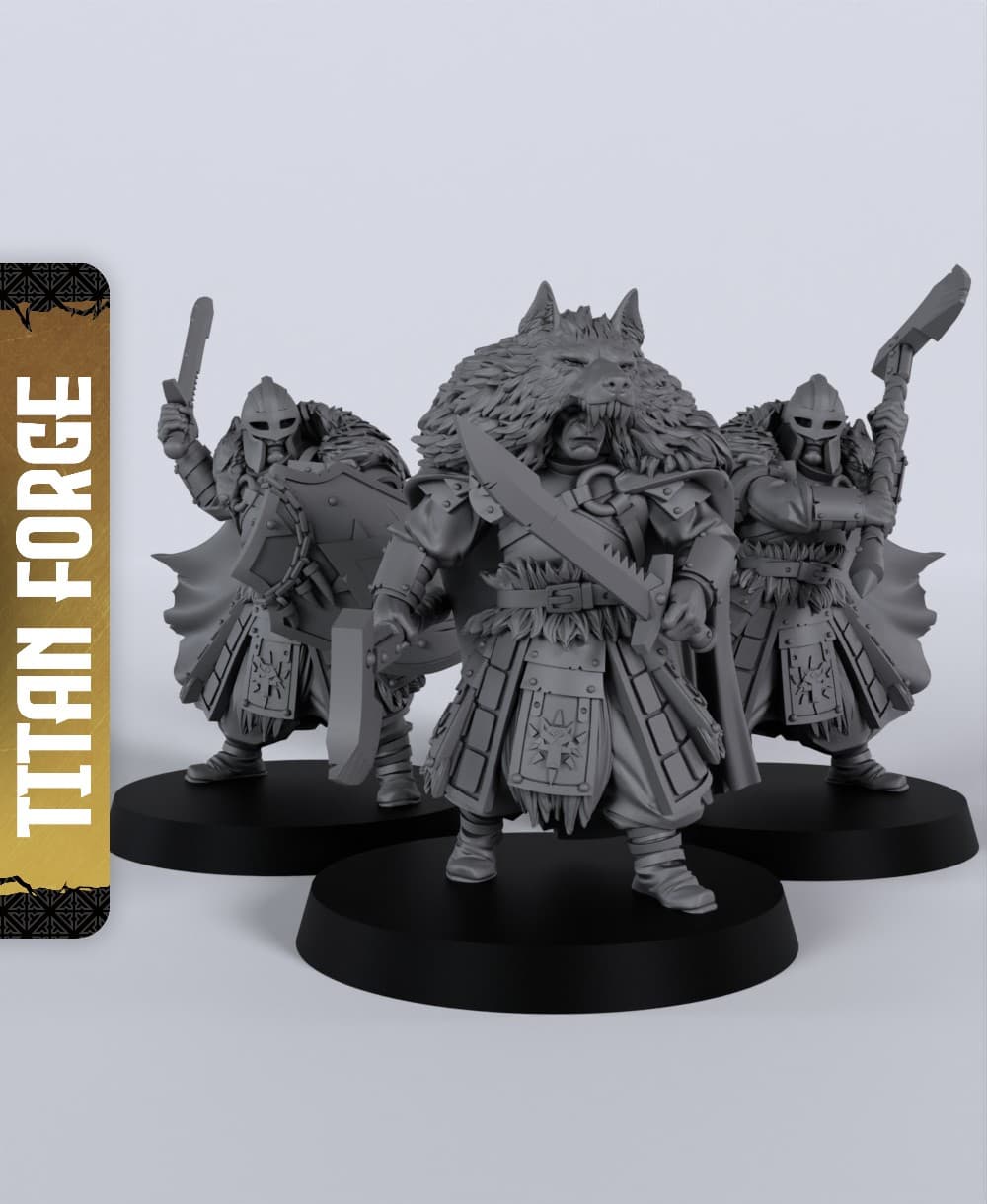 Wolf Order Warriors 1H - With Free Dragon - 5e DnD Inspired for RPG and Wargamers 3d model