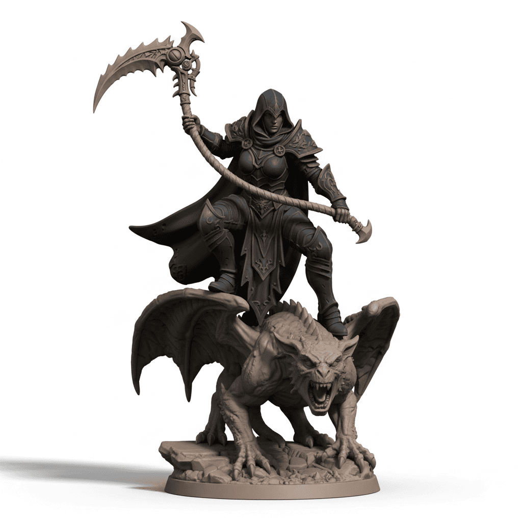 Female Assassin Gargoyle Statue Premium STL File 3d model