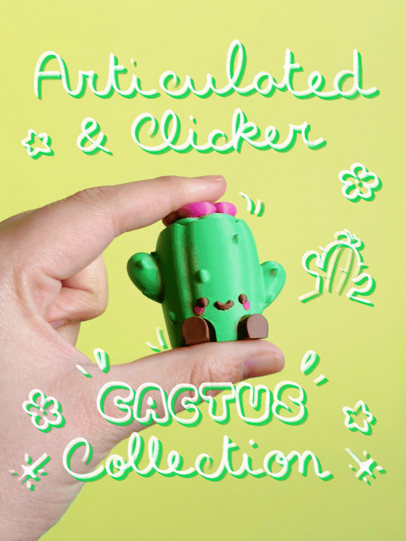 Cute Articulated & Clicker Cactus | Print-in-place | Support-free 3d model