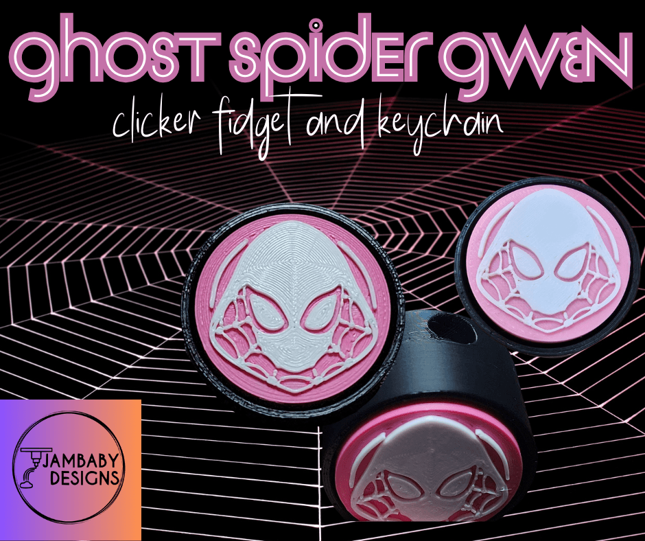 Ghost Spider Gwen Clicker Fidget and Keychain 3d model