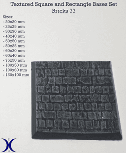 Bricks 77 - Textured Square and rectangle bases set (12 pcs. 25–150mm) 3d model