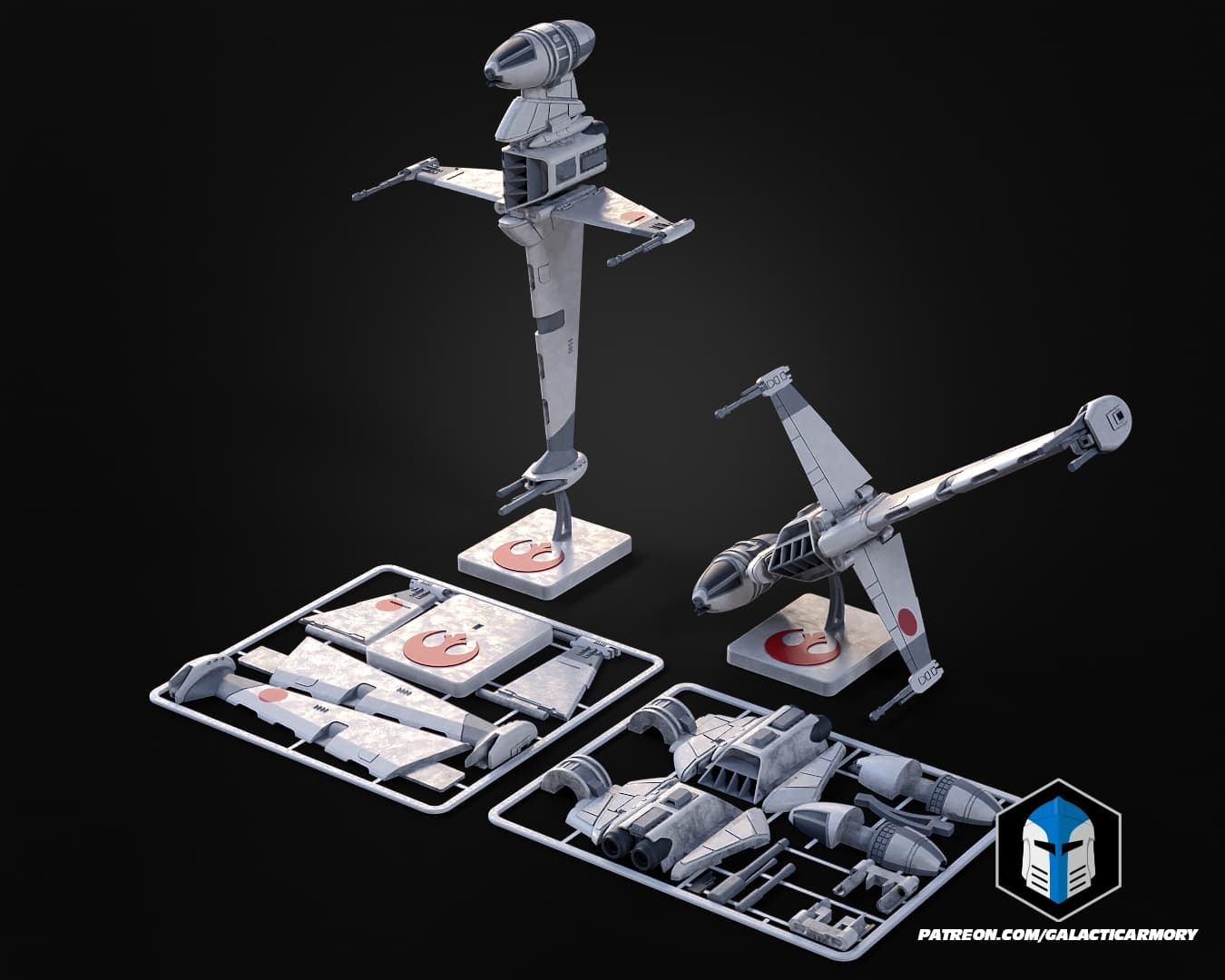B-Wing Vehicle Kit Card - 3D Print Files 3d model
