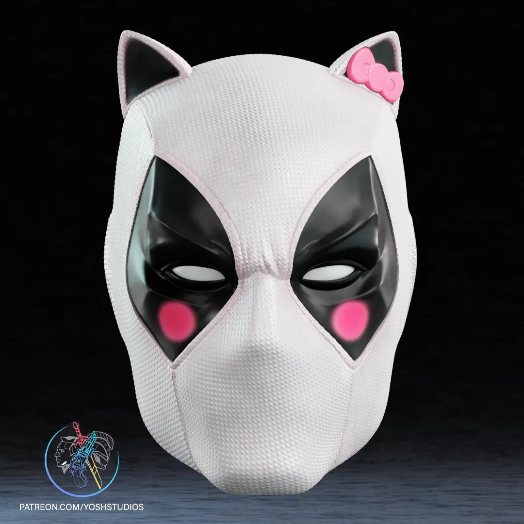 Hello Kitty Deadpool Mask 3D Printer File STL 3D Model By Yosh