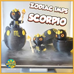 Scorpio Flexi Imp - Zodiac Imp Collection Part 1 – Keychain & Straw Buddy, No Supports 3D Print STL/ 3d model