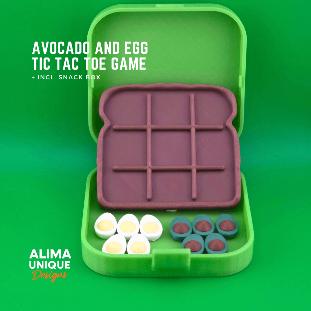 Avocado and Egg Tic Tac Toe Game / incl. Snack Box / Bonus Design 3d model