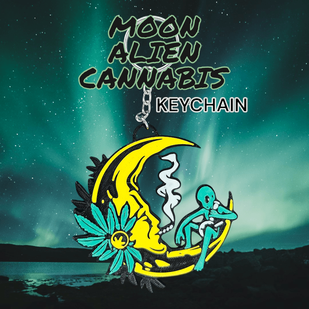 Moon Alien Cannabis Keychain 3d model