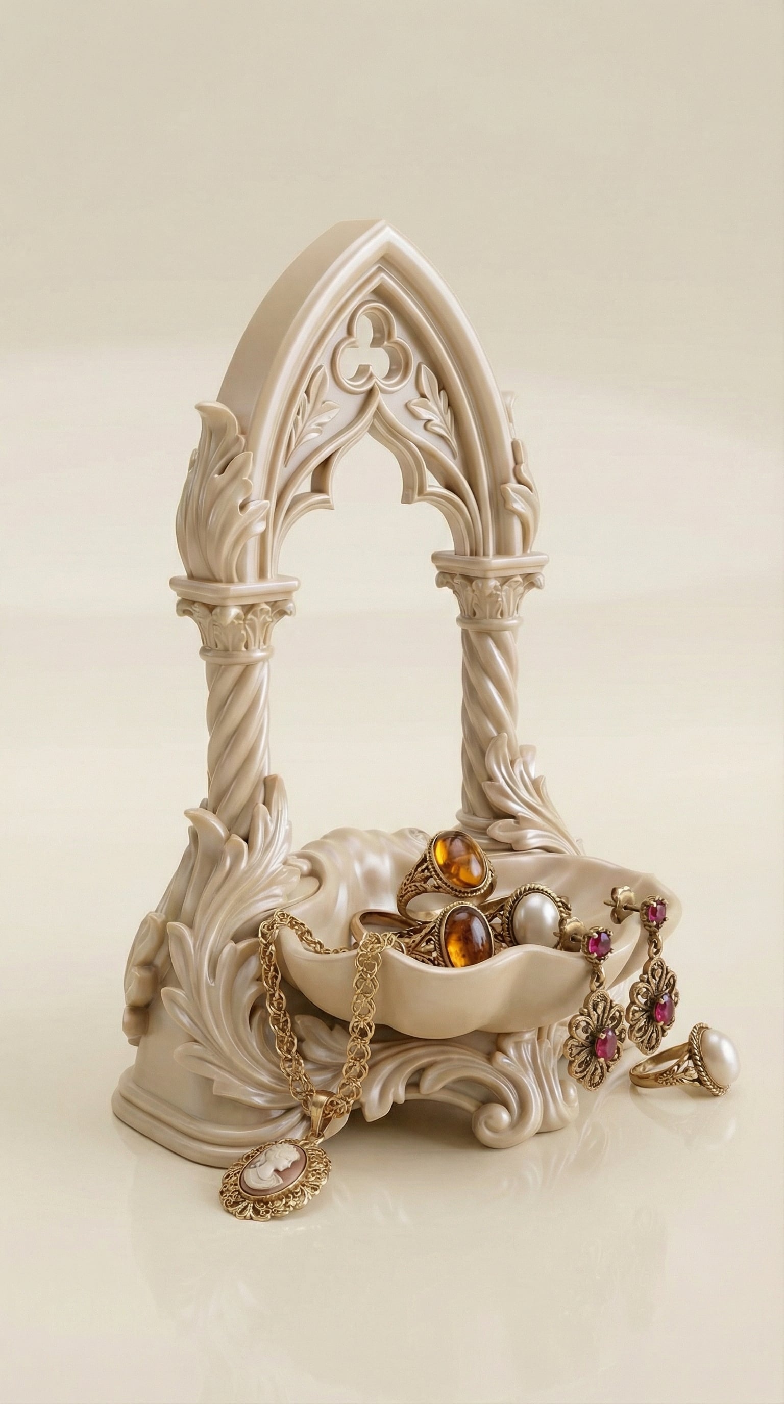 Gothic Cathedral Jewelry Stand | Ornate Architectural Ring Tray & Trinket Holder 3d model