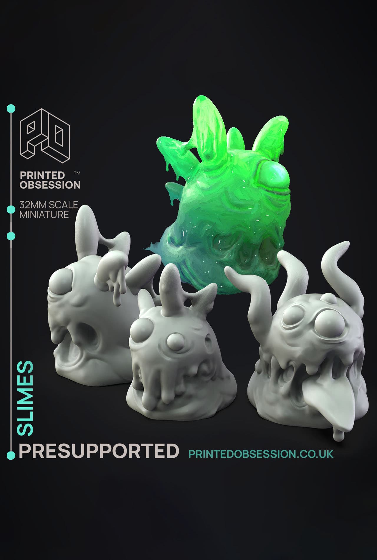 Slimes - The Gelatinous Queen - PRESUPPORTED - Illustrated and Stats - 32mm scale 3d model