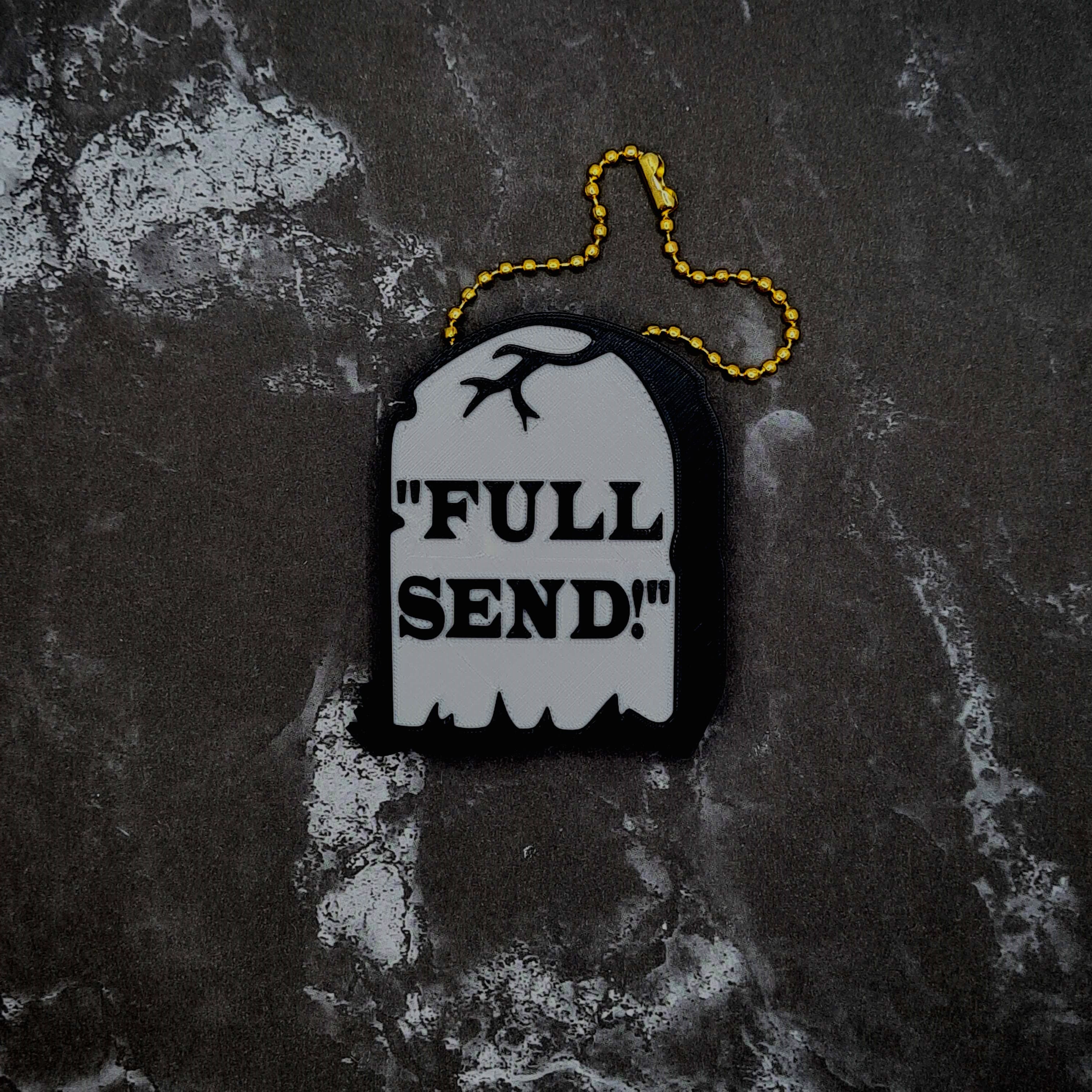 Full Send Gravestone Keychain 3d model