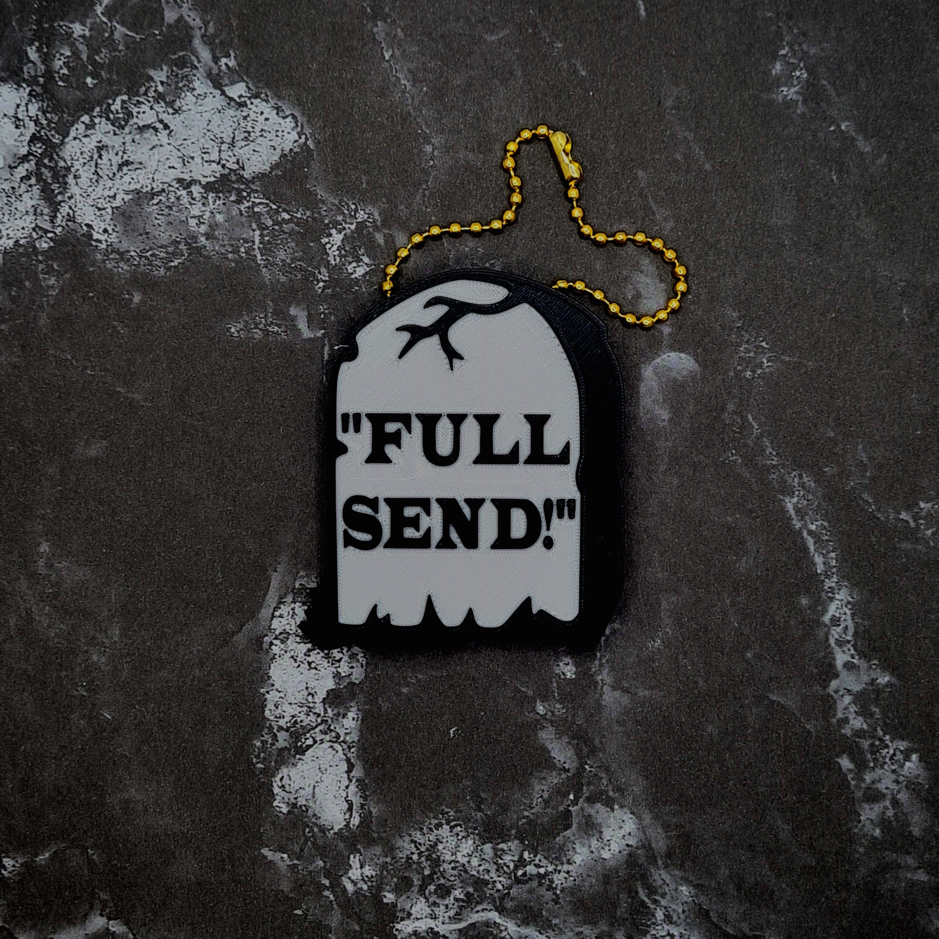 Full Send Gravestone Keychain 3d model