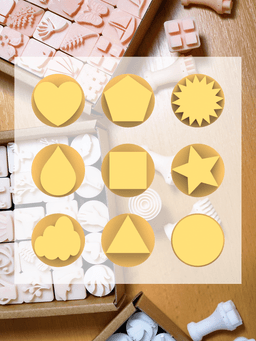 Ceramic Clay Stamp Set – Geometric Shapes (9 Stamps, 20 mm) 3d model
