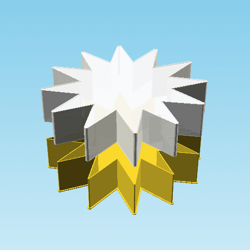 TWELVE POINTED BLACK STAR, nestable box (v1) 3d model