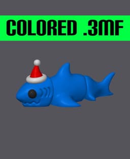 Christmas Baby Shark - Mini Monster #3 Colored .3MF 3d model