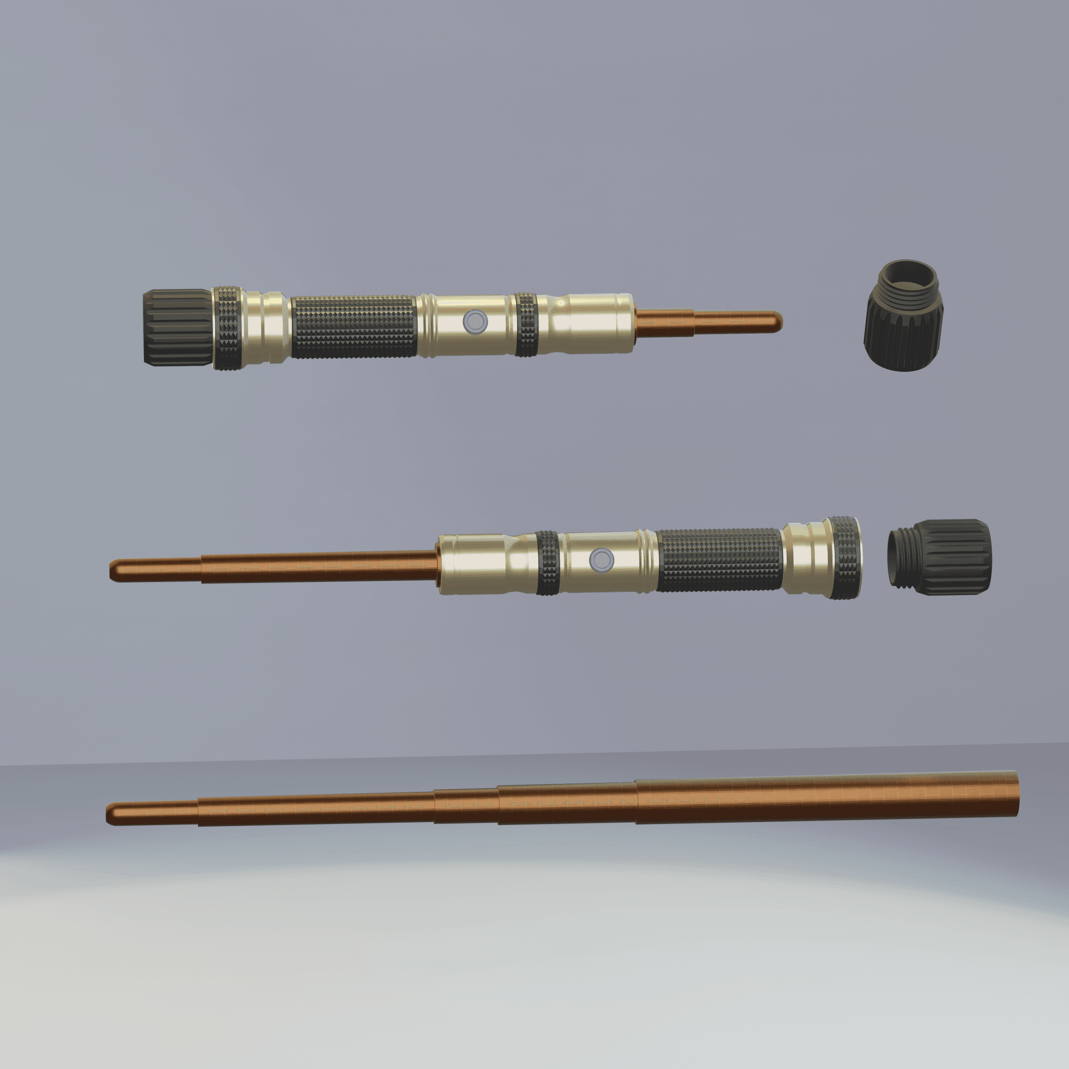 Print in Place Collapsing Jedi Lightsaber Concept 5 3d model