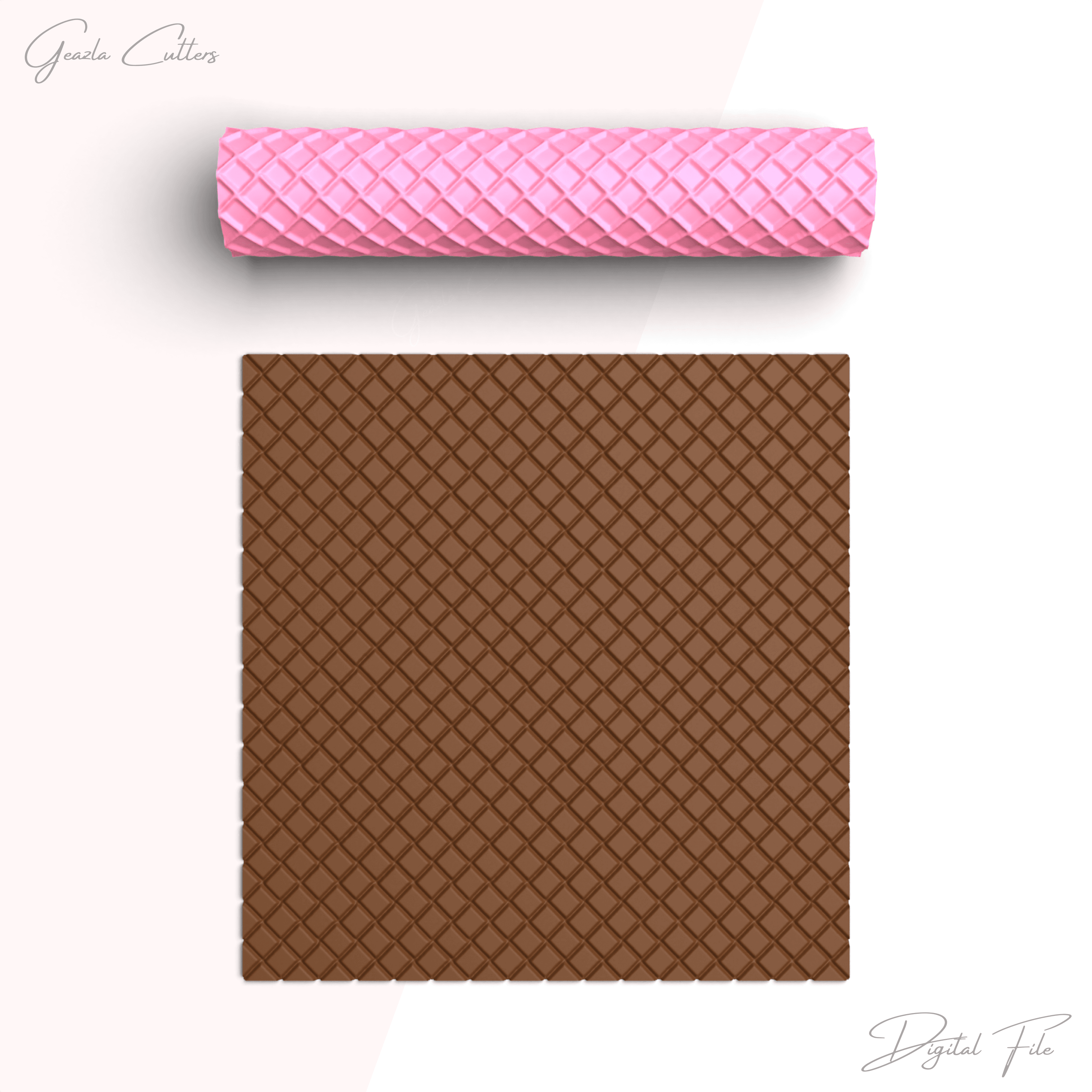 Leather Fabric Texture Roller For Polymer Clay, Leather Clay Texture Rolling Pin, Clay Tool, No:1424 3d model
