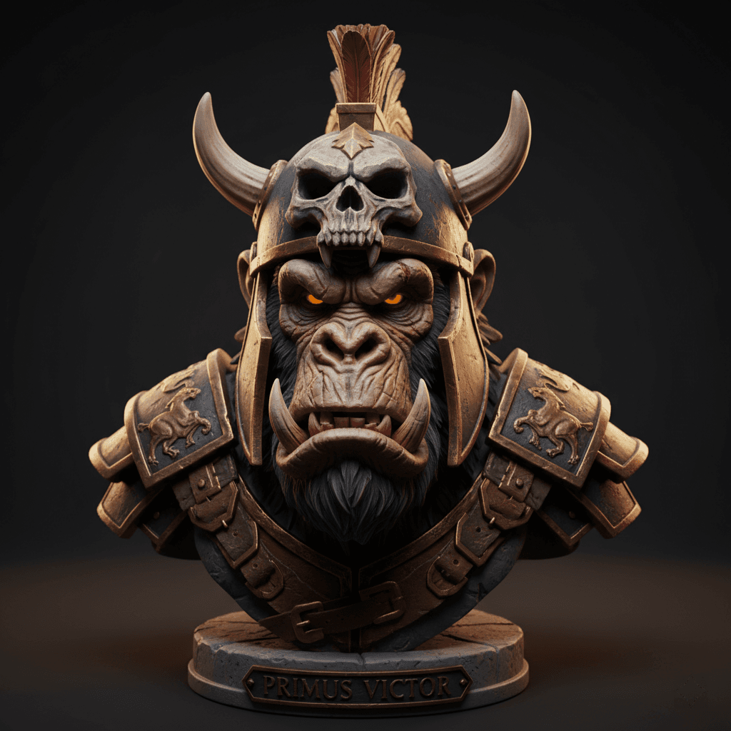 Gladiator Ape Bust Champion Sculpture High Detail STL 3d model