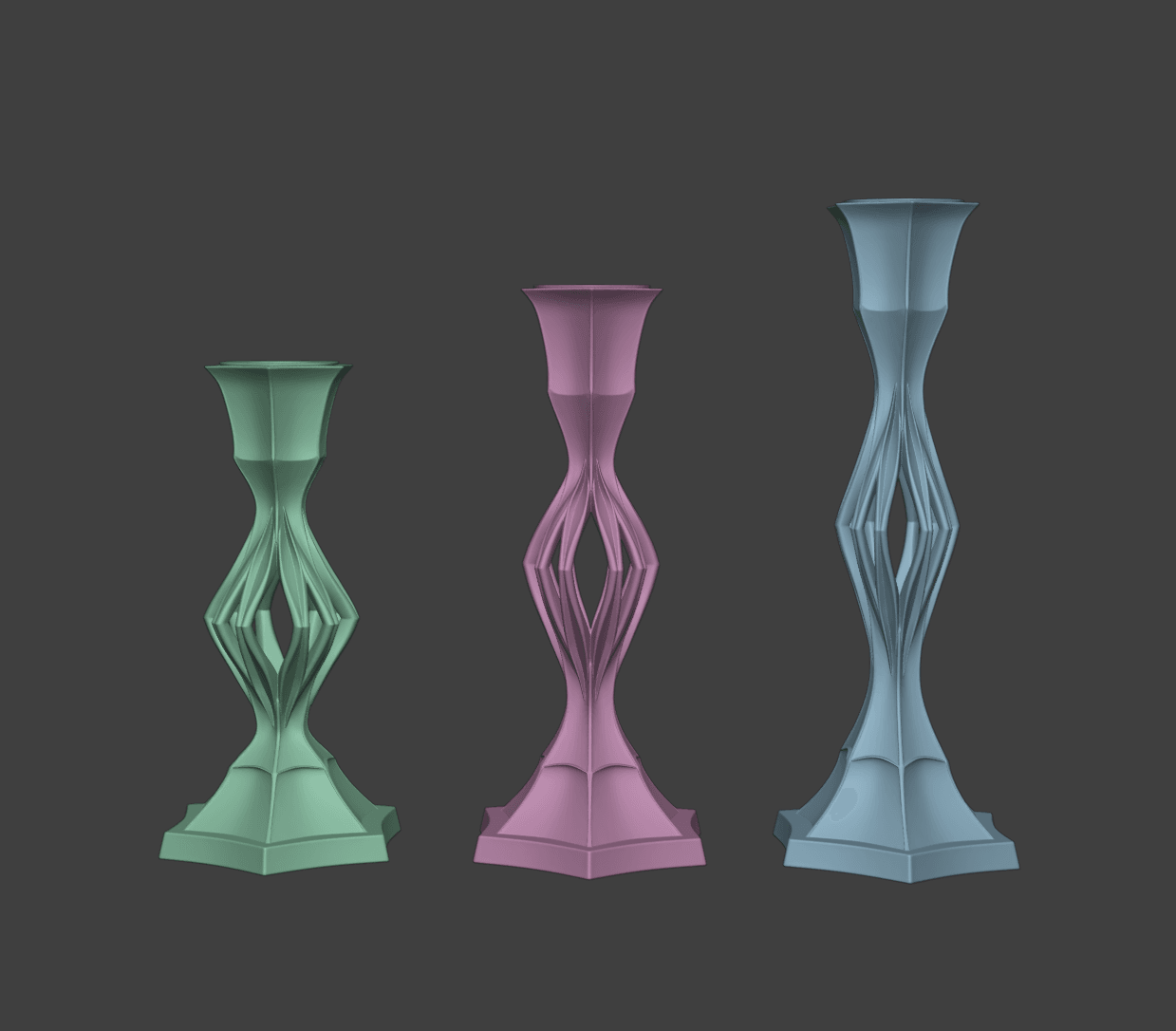 Modern Gothic Candle Holder Set 3d model